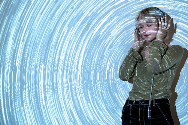 A split image showing a writer visualizing a scene in their mind on one side, and a musician visualizing a performance on the other, connected by a swirling stream of creative energy.