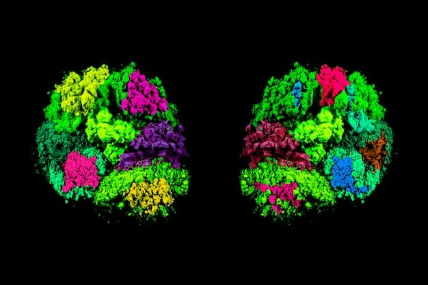 A colorful brain scan image highlighting the areas of the brain affected by mindfulness meditation, such as the prefrontal cortex and amygdala.