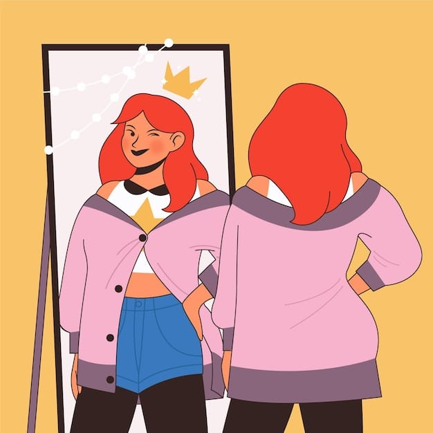A person looking confidently in a mirror, seeing their reflection as strong and capable, symbolizing improved self-esteem.