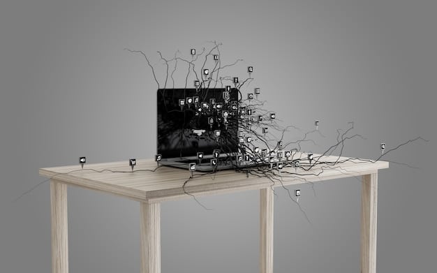 A split image showcasing two contrasting work environments: one side is a cluttered, disorganized desk, while the other is a clean, minimalist workspace.
