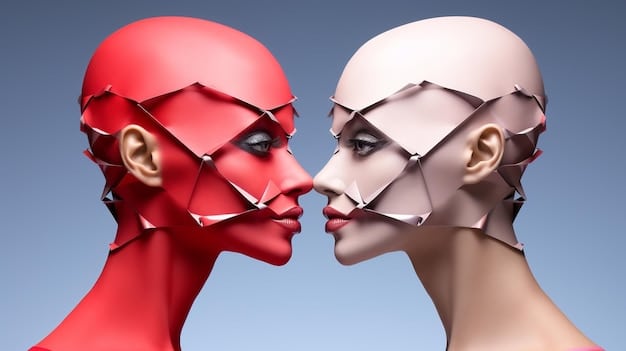 A dynamic Gemini individual, represented as a dualistic figure with two faces symbolizing their communication skills and adaptability. The background is filled with swirling patterns of text and symbols, reflecting their love for information and learning.