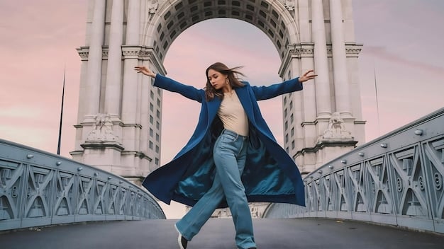 A wide shot of a Leo individual posing confidently in front of the Eiffel Tower in Paris, wearing a stylish outfit and sunglasses.