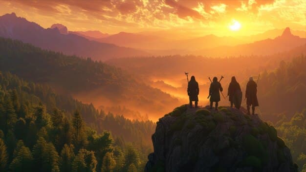 An Aries friend leading a group on a challenging hike, showcasing their adventurous spirit and leadership qualities.