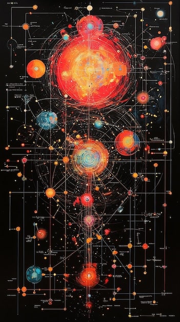 An artistic representation of a natal chart, emphasizing the interconnectedness of planets, signs, and houses. The image should convey a sense of complexity and depth, hinting at the rich information contained within a birth chart.