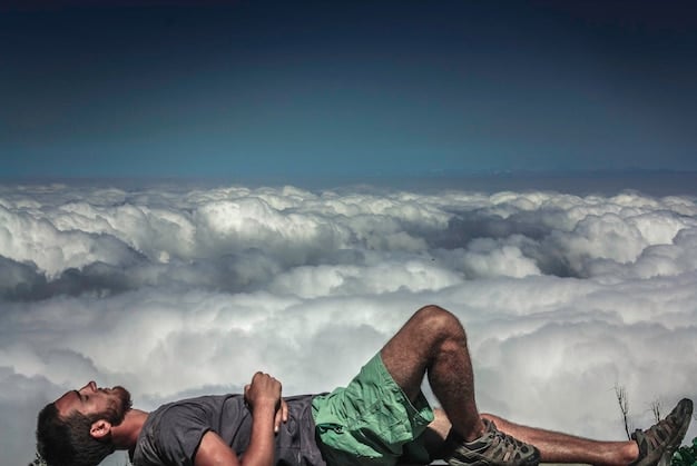 A split diptych. On the left, a person sits dejectedly under a dark cloud. On the right, the same person stands confidently, with the sun breaking through the clouds behind them. A stylized line graph arcs upwards between the two images, representing growth.