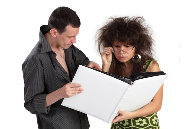 A split image showing: On one side, a person with a serene expression carefully reviewing a document; on the other side, a person looking frustrated with a broken computer.