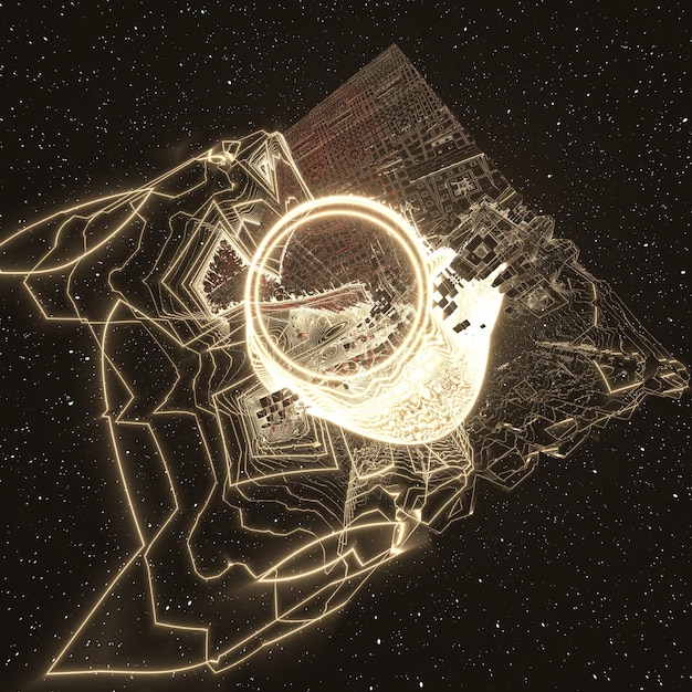 A graphic representation of Saturn's astrological symbol overlapping with a modern cityscape. The image visually connects the ancient influence of Saturn with contemporary life, symbolizing the integration of responsibility and structure in daily routines.