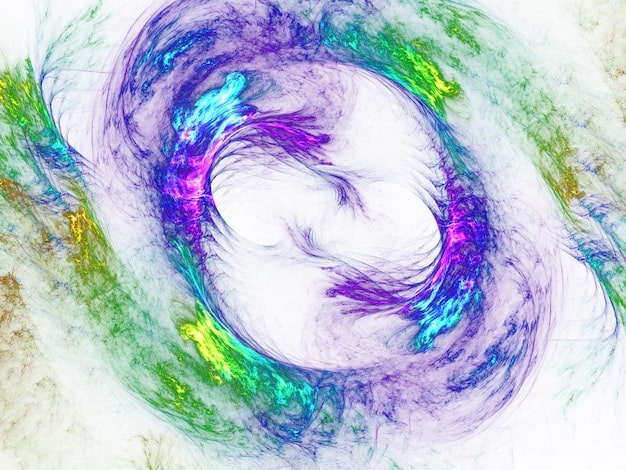 An abstract image representing Neptune in Pisces. Use swirling blues, greens, and purples to convey a sense of dreaminess, spirituality, and the dissolving of boundaries. Include subtle hints of astrological symbols.
