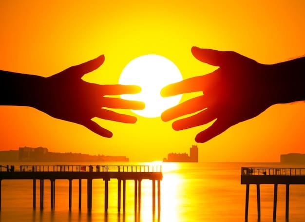 A split image. One side shows interconnected hands, representing relationships, while the other side shows a single hand reaching for the sun, representing independence.