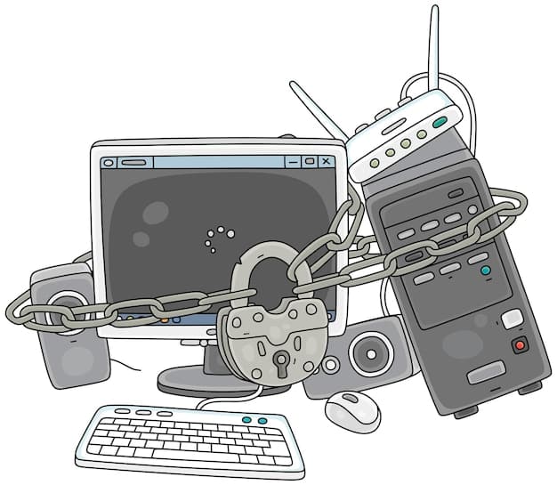 An image showing various forms of communication tools like phones, laptops, and letters with tangled lines, symbolizing communication breakdown during Mercury retrograde.