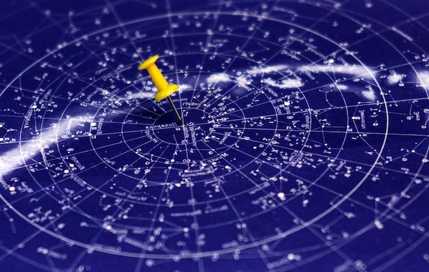 A digitally rendered astrological chart showing the positions of planets and the comet during its closest approach to Earth in 2025. Key aspects such as conjunctions, squares, and trines are highlighted with different colored lines.
