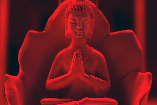 A person meditating with a red Mars symbol floating above their head. The image conveys a sense of inner reflection and harnessing the energy of Mars retrograde for personal growth.
