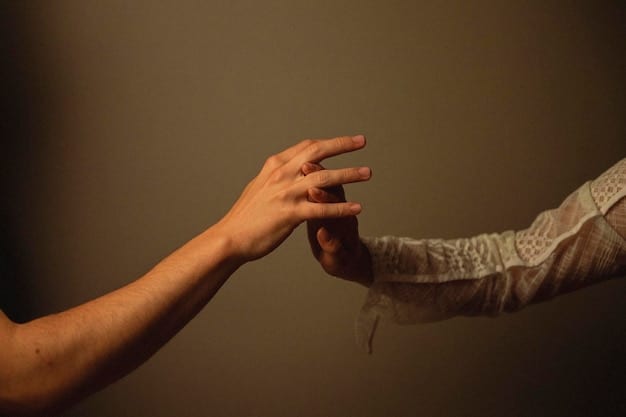 Two hands reaching out to each other, symbolizing connection, forgiveness, and the resolution of karmic debts in relationships.