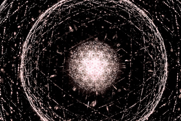 An abstract image representing a network of interconnected lines radiating from a central point, symbolizing the interconnectedness of seemingly unrelated events in the universe.