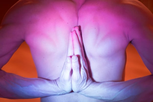 A close-up photo showing the correct hand mudra (form) for Zazen meditation. Focus on the details of the hands gently clasped together in the cosmic mudra position.