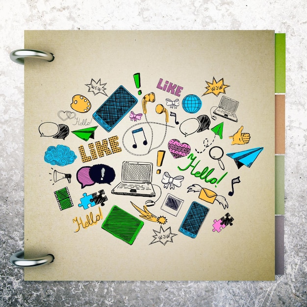 A digital collage featuring various communication symbols, such as speech bubbles, icons of social media platforms, and representations of face-to-face conversations. The background includes stars and a representation of the Gemini constellation.
