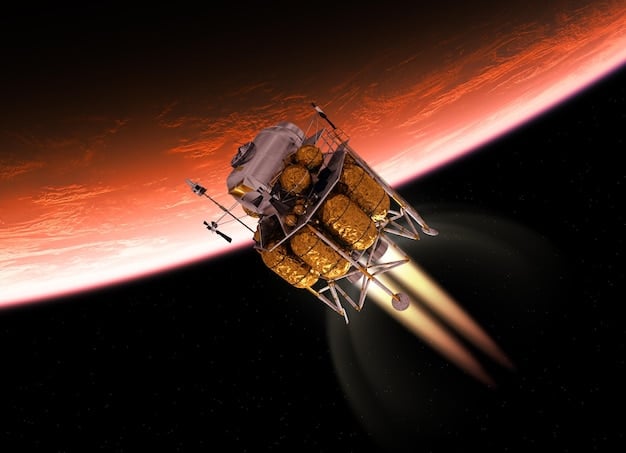 An artist's rendering of the NEOWISE spacecraft orbiting Earth, detecting asteroids using infrared technology. The image highlights the spacecraft's position relative to Earth and its function in scanning for NEOs.