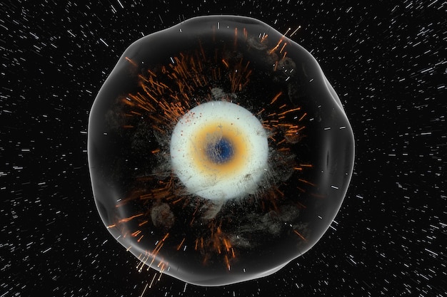 A diagram illustrating the collapsar model, showing the collapse of a massive star into a black hole, the formation of an accretion disk around the black hole, and the launching of relativistic jets that produce a gamma-ray burst.