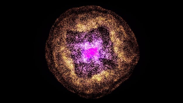 A microscopic image of a single cosmic dust particle, showcasing its irregular shape and complex surface texture. The image should be highly magnified to reveal the intricate details of the dust grain.