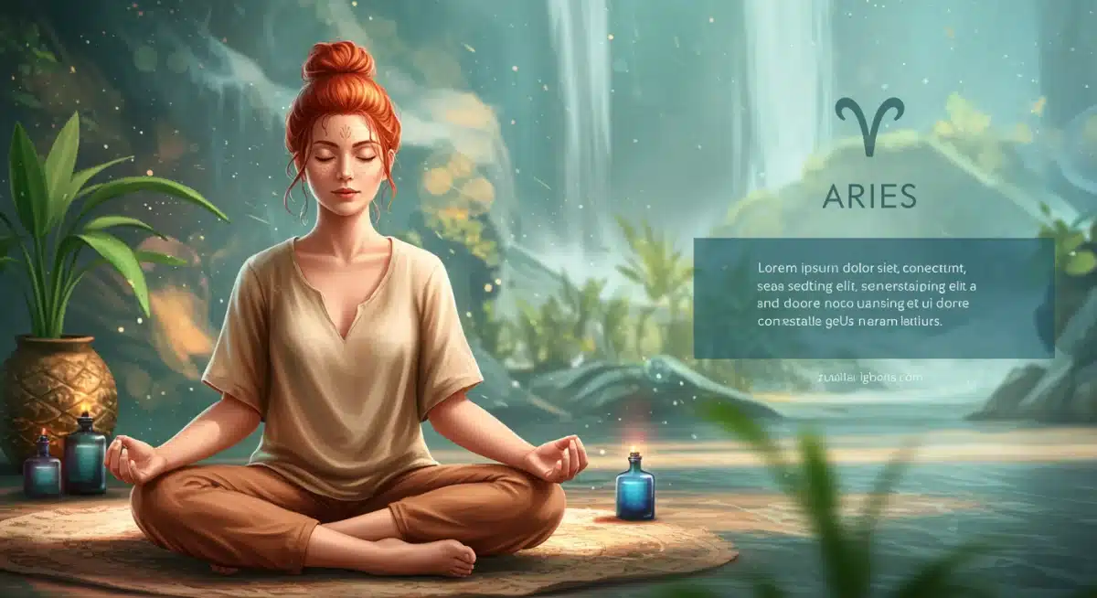 Aries person meditating, symbolizing mental clarity and stress reduction for astrological well-being.