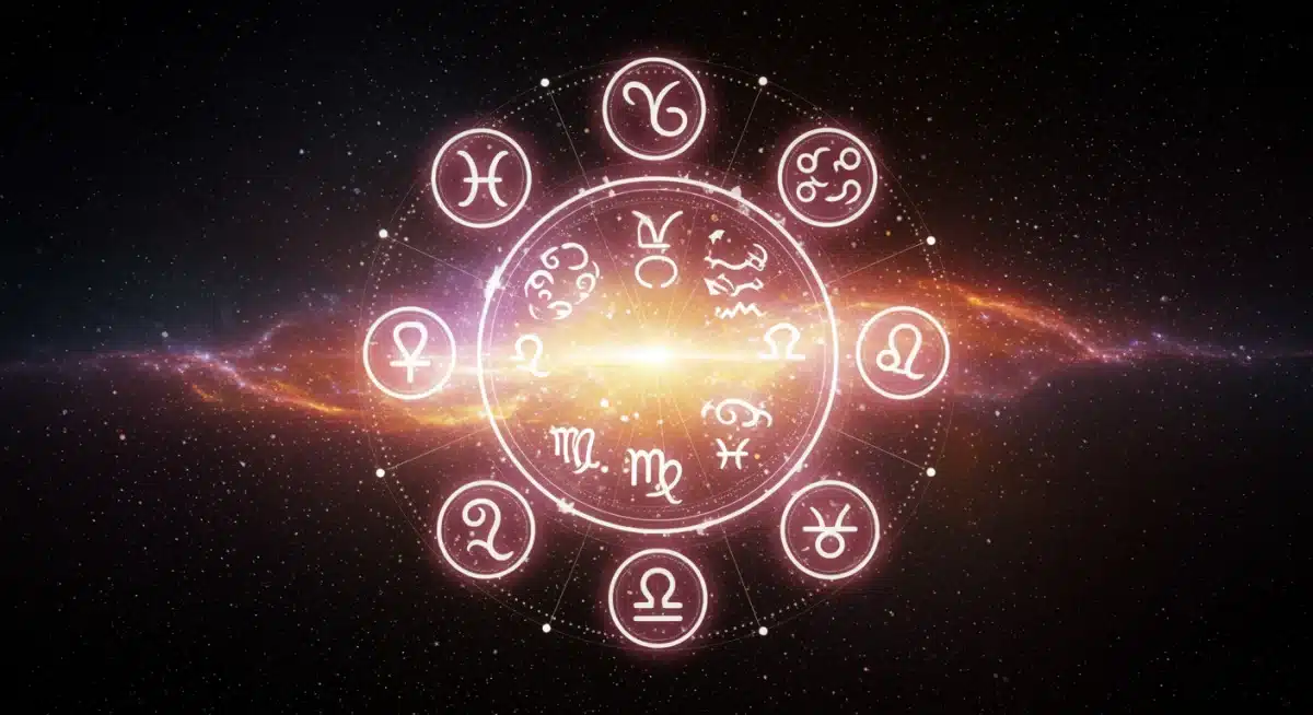 Intertwined zodiac symbols illustrating universal compatibility