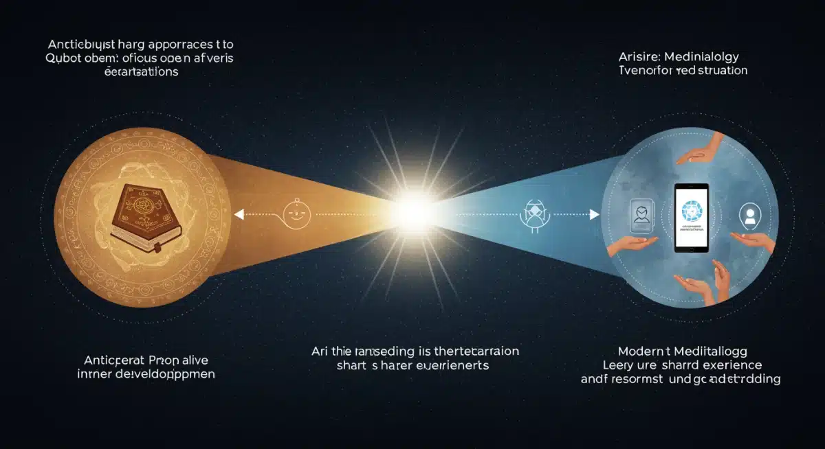 Illustration of three distinct paths of spiritual development converging, representing diverse approaches to inner growth.