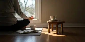 Person meditating in a sunlit home, embodying spiritual habits in the US.