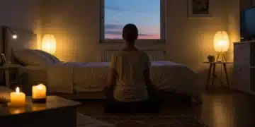 Person meditating in a calm bedroom for better sleep