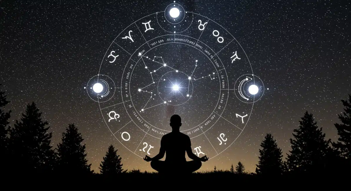 Person meditating under stars, symbolizing inner peace and resilience during challenging astrological periods.