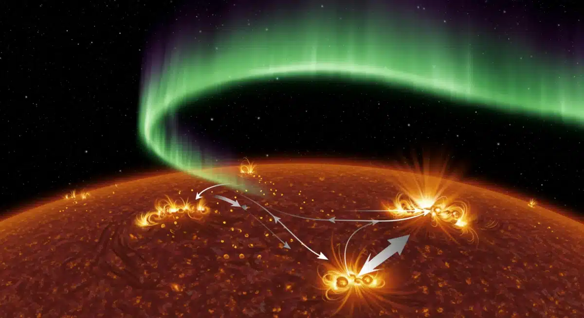 Solar activity illustrating coronal mass ejection and sunspots