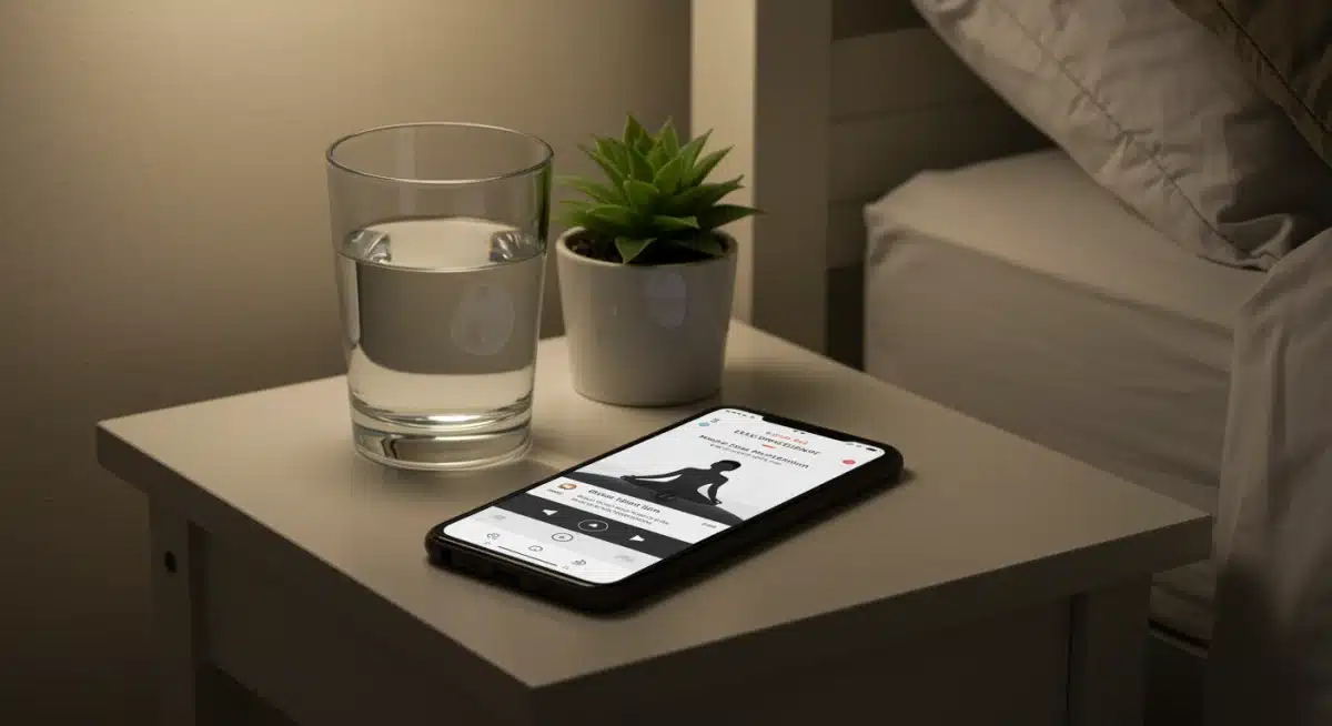 Mindfulness app on smartphone for guided sleep meditation
