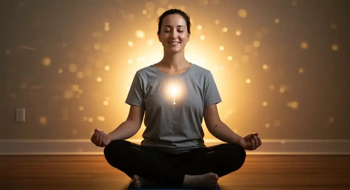 Individual experiencing profound peace and clarity through regular breathwork.