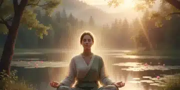 Person meditating peacefully in nature, enhancing spiritual well-being