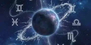 Stylized depiction of Mercury in retrograde motion with zodiac signs