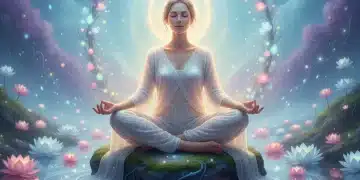 Person meditating with glowing light, symbolizing spiritual awakening.