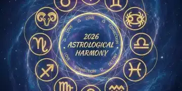 Zodiac compatibility chart 2026 with intertwined symbols