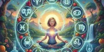 Astrology wheel with zodiac signs surrounding a healthy person, symbolizing personalized health and wellness for 2026.