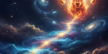 Celestial path leading to an Aries ram, symbolizing soul's purpose and destiny